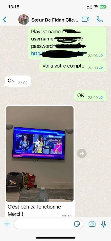 Buzz IPTV customer WhatsApp feedback screenshot Wtsp6 high quality streaming on Buzz IPTV Canada